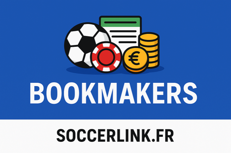 Illustration représentant les bookmakers hors ARJEL avec des symboles de paris sportifs comme un ballon de foot, une pièce euro et une fiche de pari – Soccerlink.fr 2025